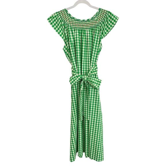 Maison Me Maisonette Frances Smocked Midi Dress Mint Green Gingham Tuckernuck - Picture 4 of 9